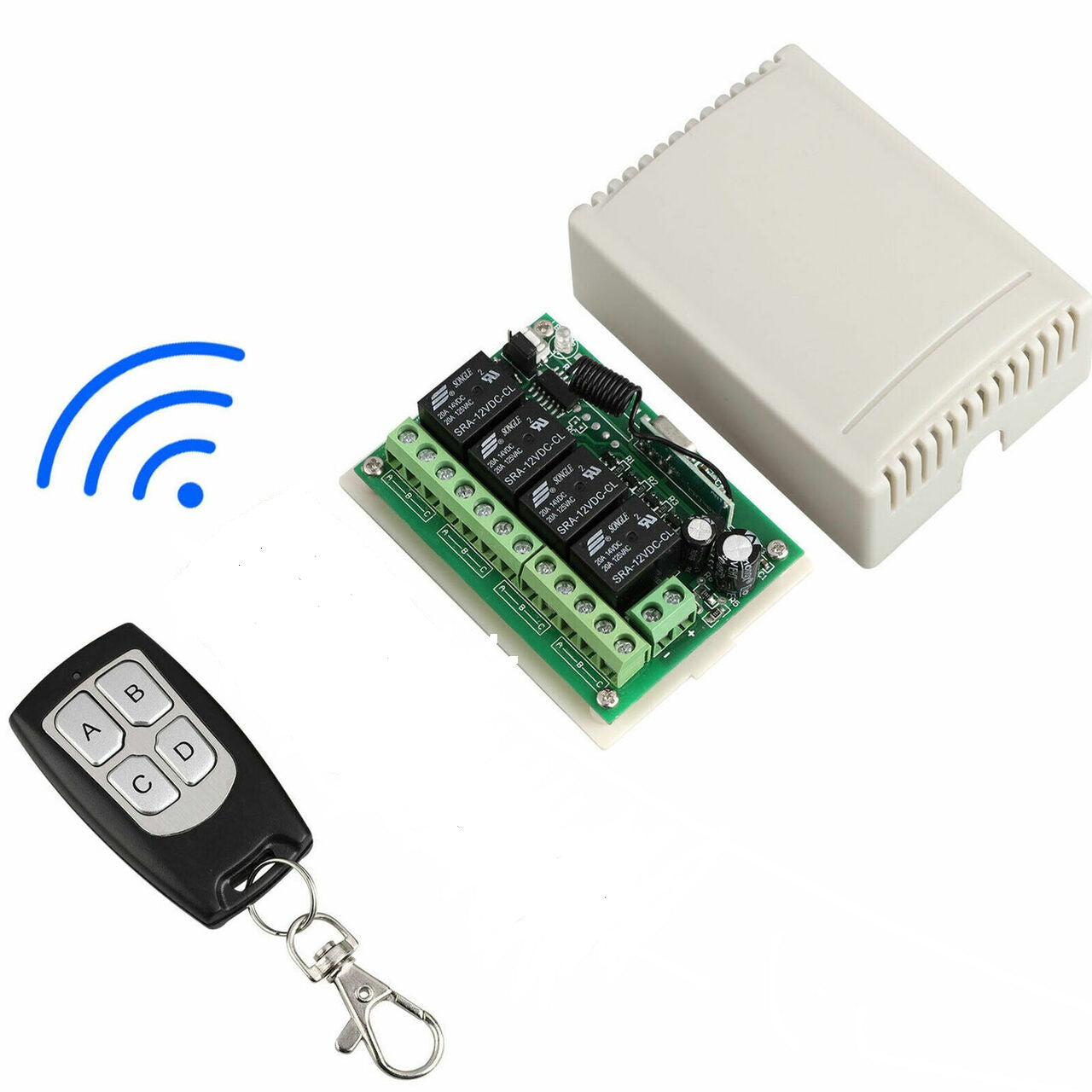 12V 4CH Channel 443MHz Wireless RF Remote Control Relay Switch With Re ...