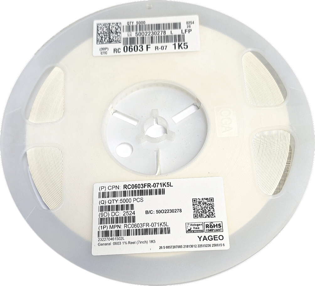 Yageo 1.5kΩ SMD resistor 0603 1% Tolerance